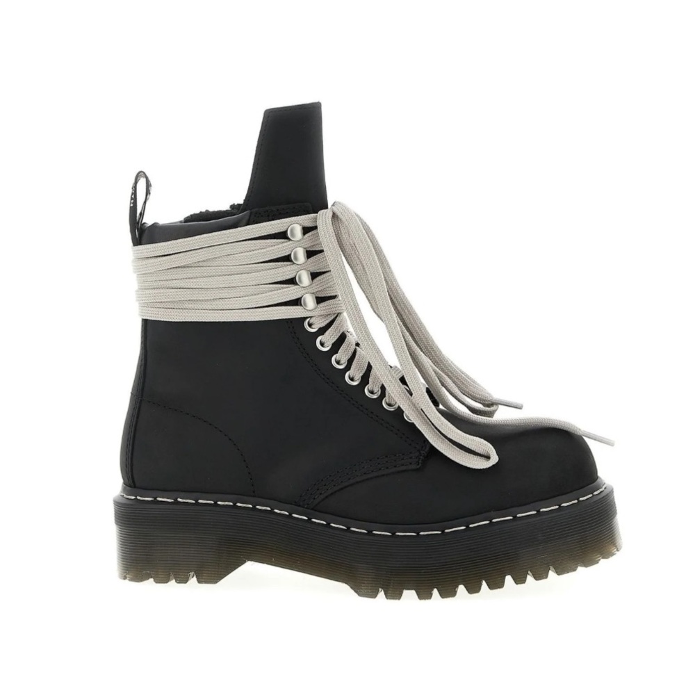 Rick Owens X Dr. Martens Quad Sole Steel Toe Lace- Up Boots